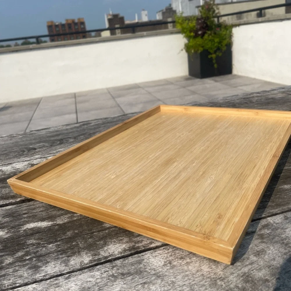 Serving Surface Wooden Tray Tan Yellow